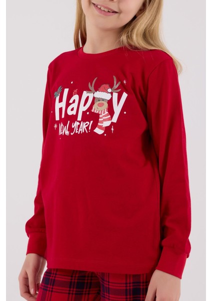 Kız Çocuk Uzun Kol Pijama Takım Kırmızı fırsatları