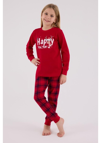 Kız Çocuk Uzun Kol Pijama Takım Kırmızı indirimleri