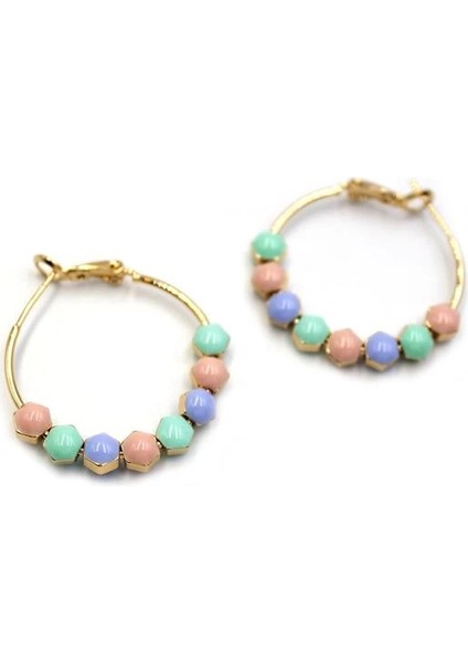 Mineli Halka Küpe - Çok Renkli fiyatları