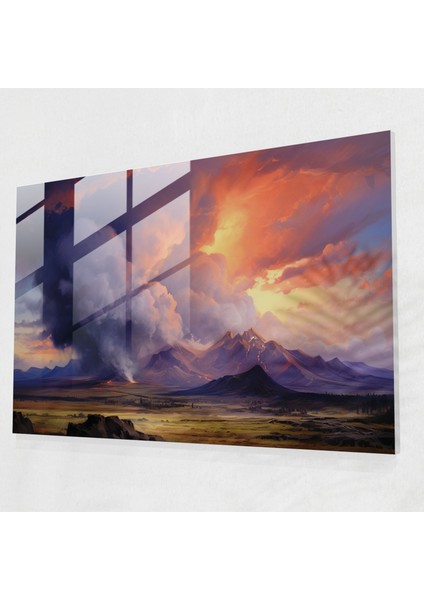 Volkan Ev Dekorasyonu - Manzara Tablosu Güneş Batışı Efsanevi Güzellik