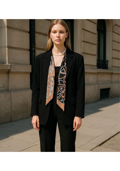 Desenli Inci Detaylı Fular, Kolye, Kemer Çok Amaçlı Kullanım