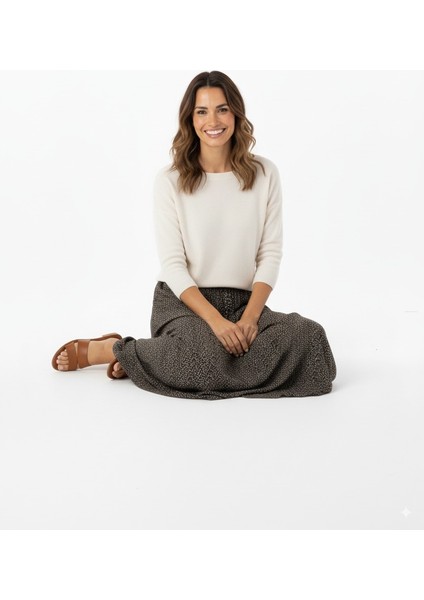 Kadın Etek Dokuma Viskon Pamuklu Kumaş Pıtırcık Model Beli Lastikli Rahat Kesim Tam Kalıp fiyatları