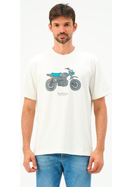 Erkek Motorsiklet Baskılı Tshirt Basic Tişört
