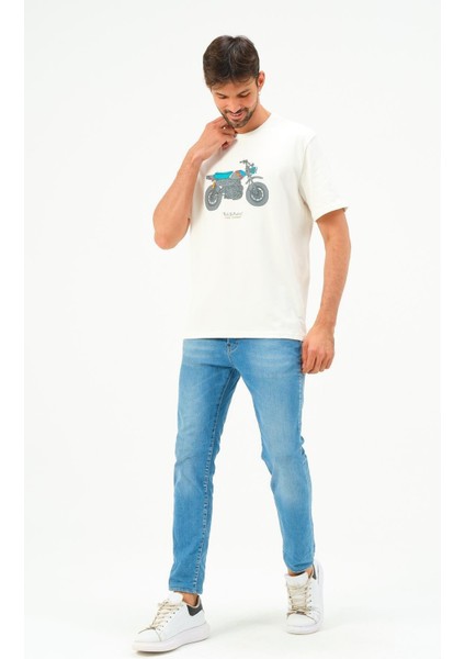 Erkek Motorsiklet Baskılı Tshirt Basic Tişört indirimleri