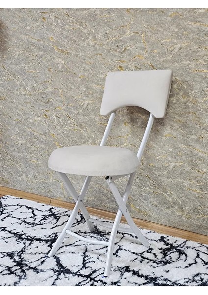 Beyaz Boyalı Katlanır Tabure - Kamp Sandalyesi - Sandalye - Mutfak Taburesi - Tabure Krem Renk 36 x 80 Boyut/ebat modelleri