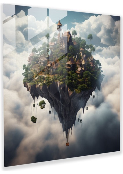 Skyward Köyü Cam Tablo - Köy Asılı Köy Cam Duvar Sanatı