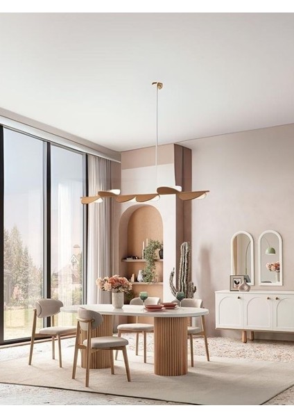 Heloise Bohem Natural Ahşap Masa Sandalye Takımı 90X180