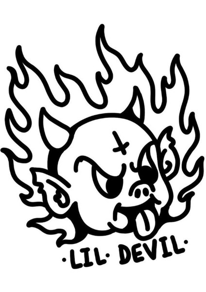 Lil Devil Sticker – Punk Alevli Şeytan Tasarım