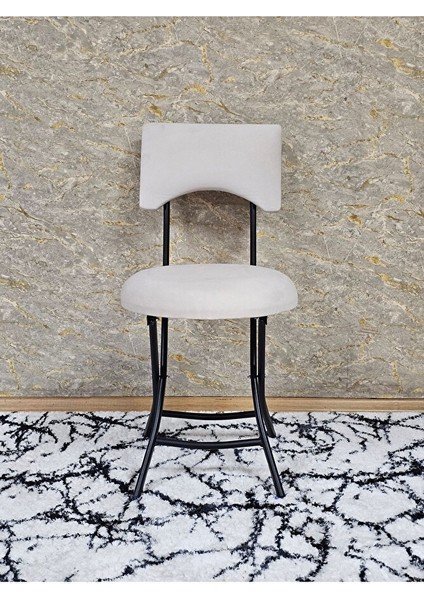 Siyah Boyalı Katlanır Tabure - Kamp Sandalyesi - Sandalye - Mutfak Taburesi - Tabure Krem Renk 36 x 80 Boyut/ebat