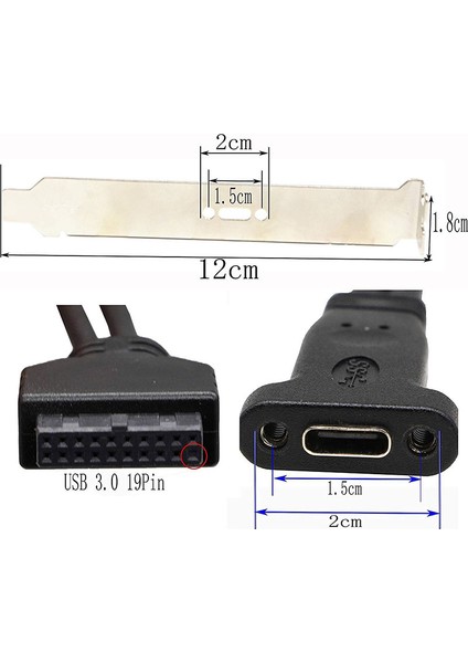 Usb3.0 Anakart 20 Pin Dişi To Type C Breketi 19 Pin -Type C Çevirici modelleri
