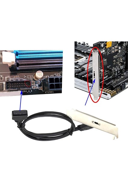 Usb3.0 Anakart 20 Pin Dişi To Type C Breketi 19 Pin -Type C Çevirici fırsatları
