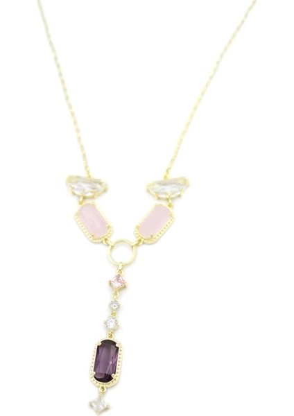 Pembe Taşlı Kolye - Altın fiyatları