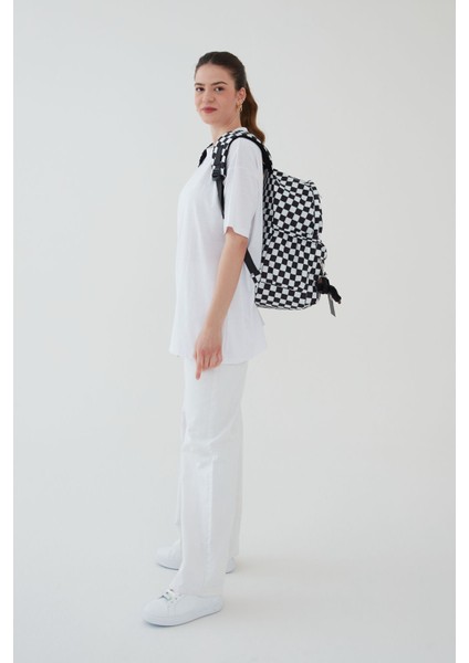 Unisex Su Geçirmez Dama Desenli Ortaokul Sırt Çantası Anahtarlık Hediyeli fırsatları