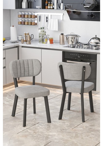 Parla Mutfak Sandalyesi Yemek Odası Bahçe Balkon Otel Restoran Kafe Sandalyesi - 1 Adet - Gri