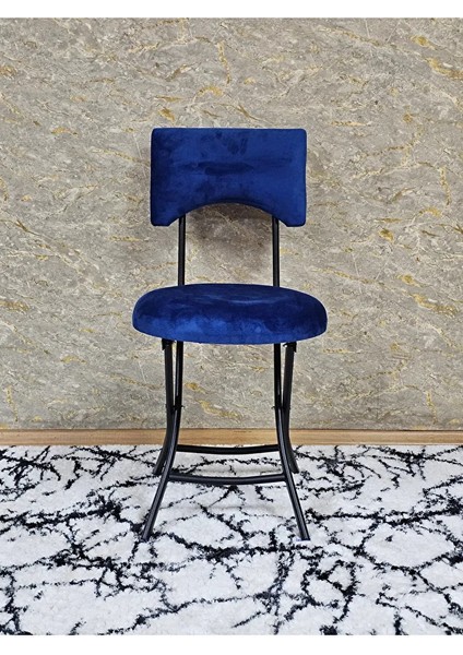 Siyah Boyalı Katlanır Tabure - Kamp Sandalyesi - Sandalye - Mutfak Taburesi - Tabure Mavi Renk 36 x 80 Boyut/ebat