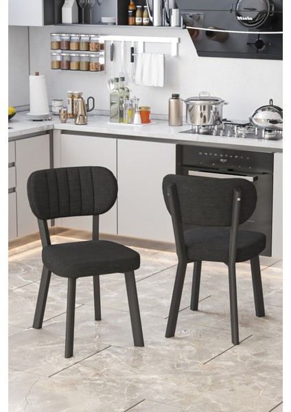 Parla Mutfak Sandalyesi Yemek Odası Bahçe Balkon Otel Restoran Kafe Sandalyesi - 1 Adet - Siyah