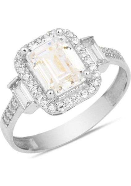 14 Ayar Beyaz Altın Baget Yüzük