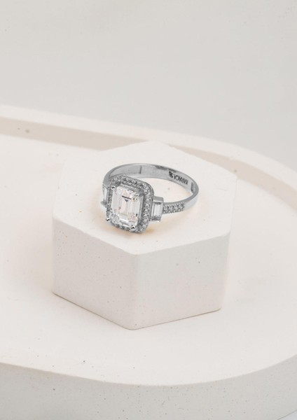 14 Ayar Beyaz Altın Baget Yüzük modelleri