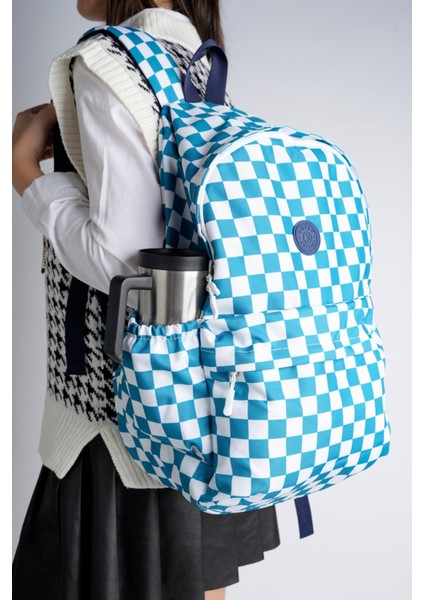 Unisex Su Geçirmez Damalı Kumaş Ortaokul, Lise, Okul Sırt Çantası , Anahtarlık Hediyeli Bergamo fırsatları