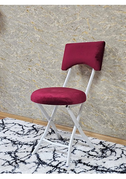 Beyaz Boyalı Katlanır Tabure - Kamp Sandalyesi - Sandalye - Mutfak Taburesi - Tabure Bordo Renk 36 x 80 Boyut/ebat modelleri