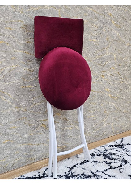 Beyaz Boyalı Katlanır Tabure - Kamp Sandalyesi - Sandalye - Mutfak Taburesi - Tabure Bordo Renk 36 x 80 Boyut/ebat fırsatları