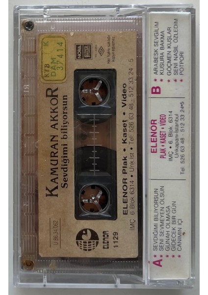 Kamuran Akkor Sevdiğimi Biliyorsun Kaset (Orjnal 1986 Dönem Kağıt Baskı Kaset) fiyatları