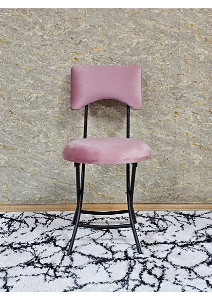 Siyah Boyalı Katlanır Tabure - Kamp Sandalyesi - Sandalye - Mutfak Taburesi - Tabure Pembe Renk 36 x 80 Boyut/ebat