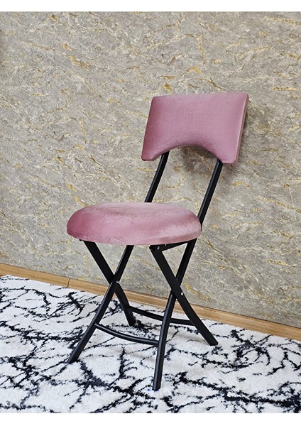 Siyah Boyalı Katlanır Tabure - Kamp Sandalyesi - Sandalye - Mutfak Taburesi - Tabure Pembe Renk 36 x 80 Boyut/ebat modelleri