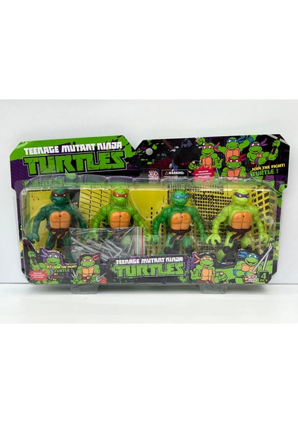 Kaplumbağalar 4'lü Işıklı Figür Karakterler - Kutulu Ninja Turtles Oyuncak Figür Karakterleri