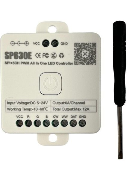SP630E Bluetooth Müzik Pixel Şerit LED + 5 Kanal Rgbw+Ww LED Kontrol Devresi 5-24V