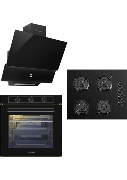 88 Lt Süper Kristal Siyah Cam Ankastre Set