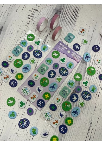 3D Kabartmalı 18 Adet Mor Paket Mühür Desenli Sticker / Etiket / Çıkartma modelleri