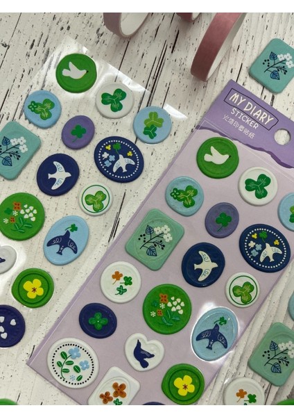 3D Kabartmalı 18 Adet Mor Paket Mühür Desenli Sticker / Etiket / Çıkartma fırsatları