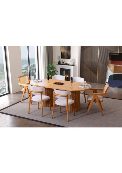 Stella Iskandinav Natural Ahşap Masa Sandalye Takımı 90X200 fiyatları