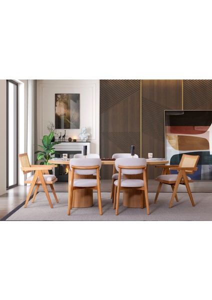 Stella Iskandinav Natural Ahşap Masa Sandalye Takımı 90X200 modelleri