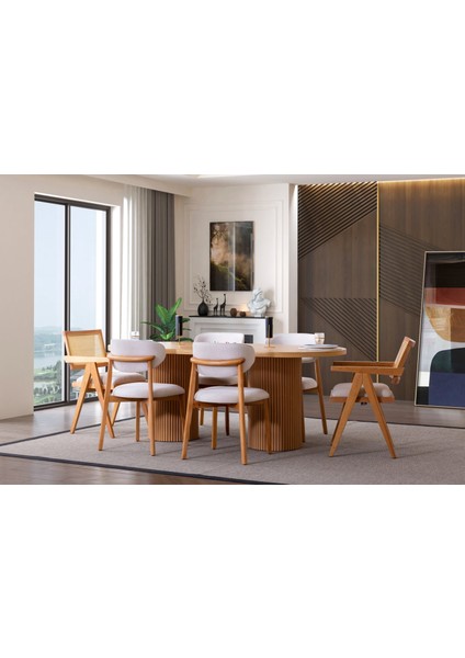 Stella Iskandinav Natural Ahşap Masa Sandalye Takımı 90X200 fırsatları