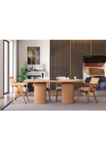 Stella Iskandinav Natural Ahşap Masa Sandalye Takımı 90X200 indirimleri