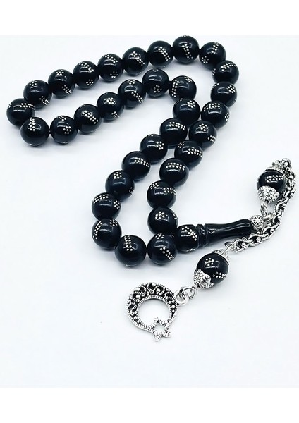 Gümüş Işlemeli Gürcistan Oltu Taşı Tesbih