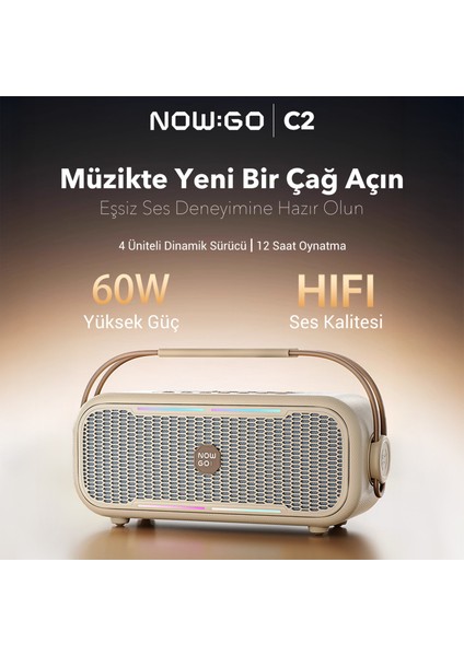 NowGo C2 60W Taşınabilir RGB Bluetooth Hoparlör IPX4 Parti Speaker Yeşil fiyatları