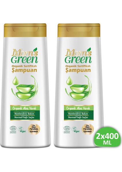 2'li Set Mom's Green Organik Aloeveralı Şampuan 400 ml x 2 Adet