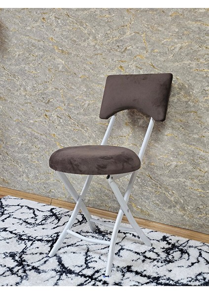 Beyaz Boyalı Katlanır Tabure - Kamp Sandalyesi - Sandalye - Mutfak Taburesi - Tabure Kahverengi Renk 36 x 80 Boyut/ebat modelleri