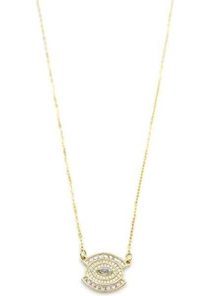 Taşlı Göz Kolye - Altın