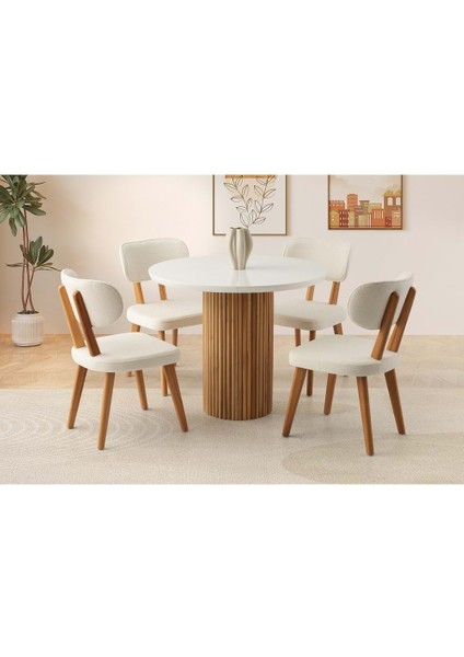 Mobilgen Beyaz 4 Adet Masal Sandalye Hilton 100+35 Açılabilir Masa Takımı