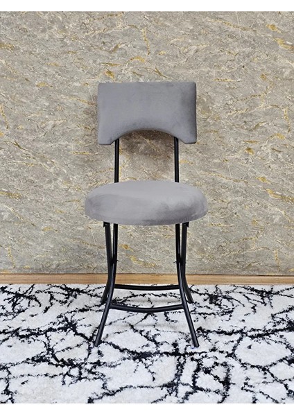 Siyah Boyalı Katlanır Tabure - Kamp Sandalyesi - Sandalye - Mutfak Taburesi - Tabure Gri Renk 36 x 80 Boyut/ebat