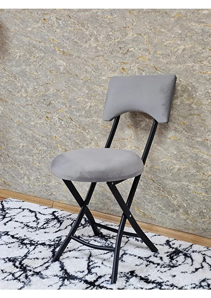 Siyah Boyalı Katlanır Tabure - Kamp Sandalyesi - Sandalye - Mutfak Taburesi - Tabure Gri Renk 36 x 80 Boyut/ebat modelleri