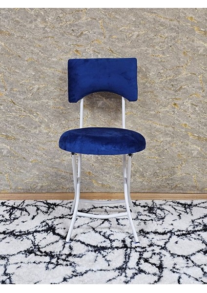 Beyaz Boyalı Katlanır Tabure - Kamp Sandalyesi - Sandalye - Mutfak Taburesi - Tabure Mavi Renk 36 x 80 Boyut/ebat