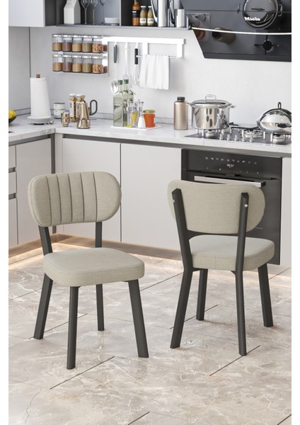 Parla Mutfak Sandalyesi Yemek Odası Bahçe Balkon Otel Restoran Kafe Sandalyesi - 1 Adet - Krem