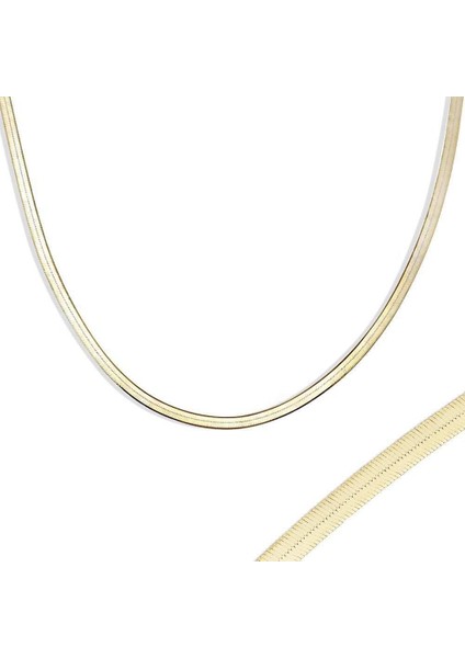 Italyan Yassı Zincir Gümüş Gold