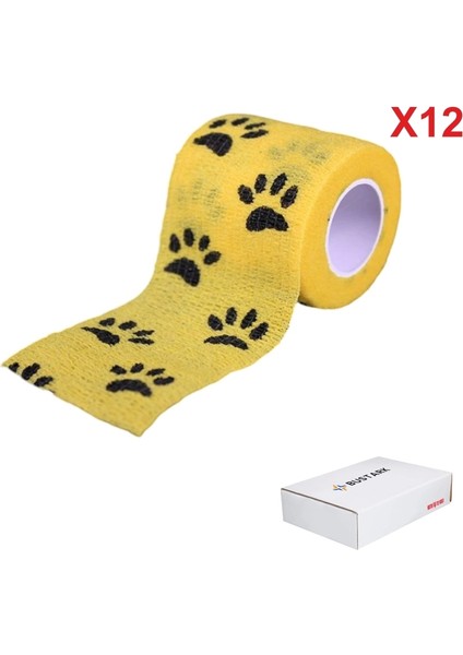 Kendinden Yapışkanlı Bandaj Pati Desenli 5cmx4,5m - Sarı - 12 Adet