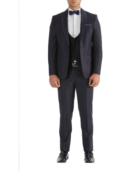 037 Slim Fit Lacivert Black Takım Elbise